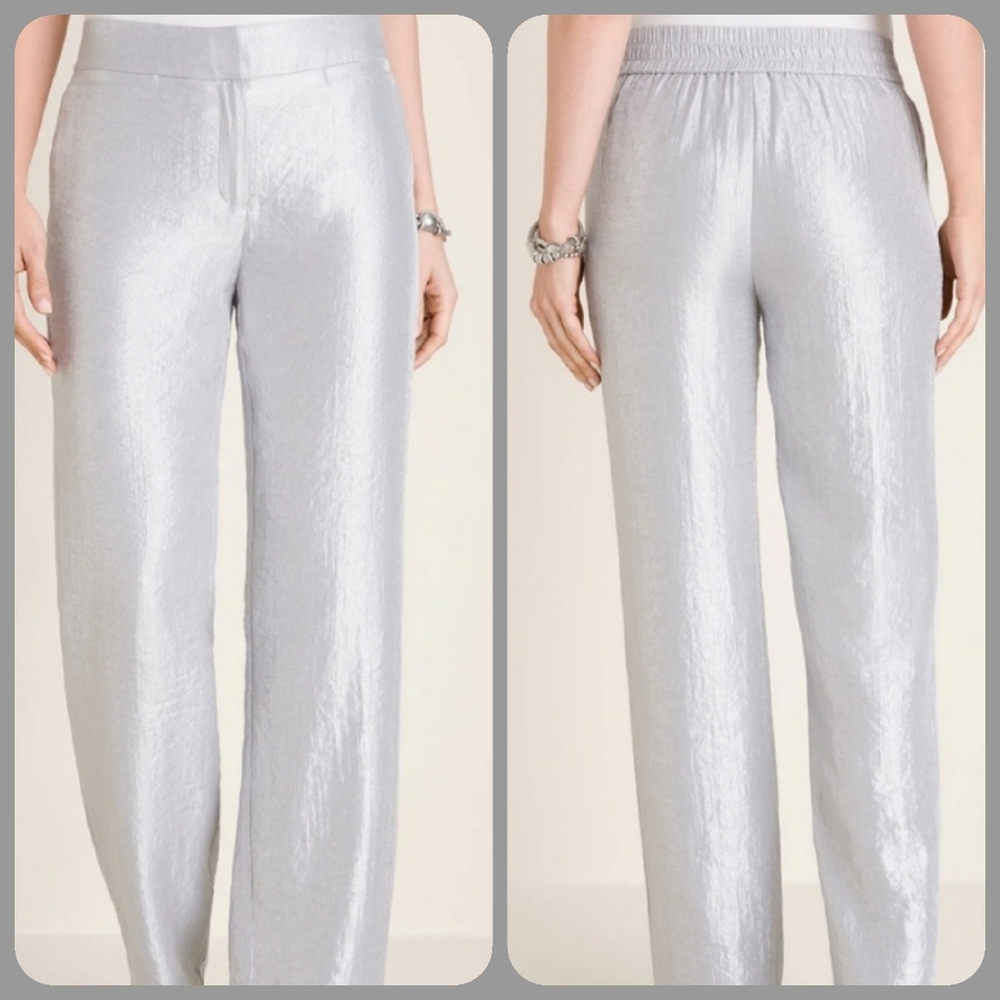 🌷3/$20🌷Chico's Silver Welt Pocket Elastic Waist Pants - Picture 2 of 2